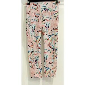 Athleta Ultimate Stash II Capri Leggings Floral Orchid Print Womens Small Pocket